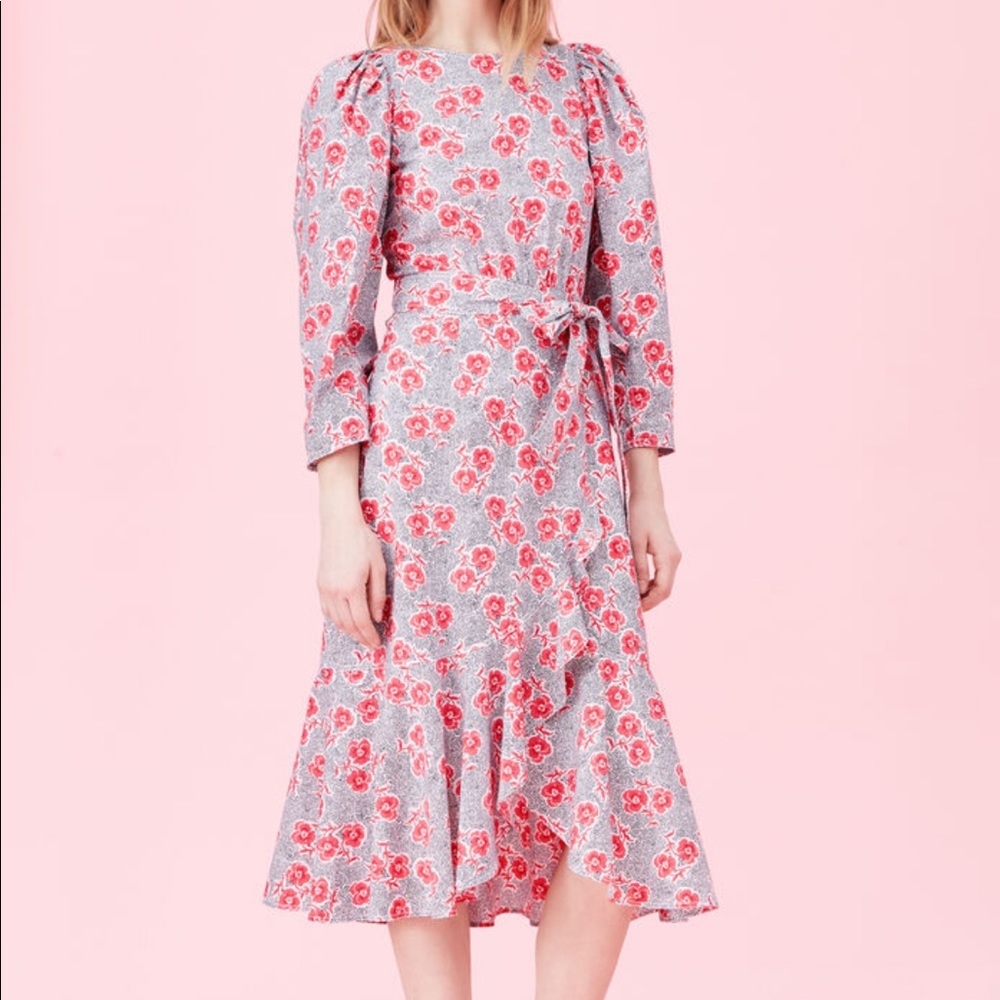 Rebecca Taylor CORAL FLEUR POPLIN DRESS